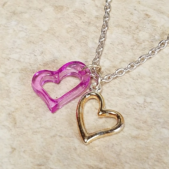 N888 Girls Double Heart Necklace - Picture 4 of 5